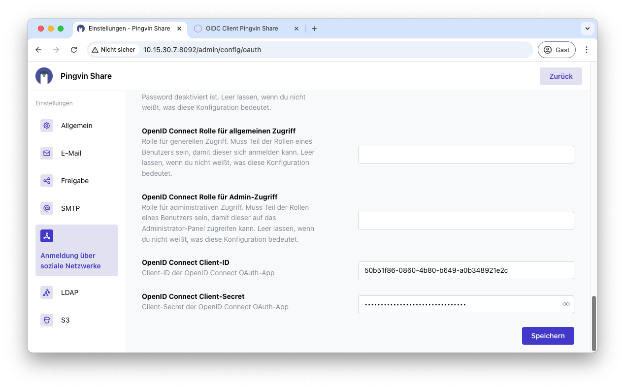 Eintragen der Secrets